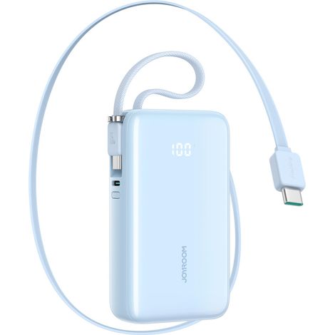 Powerbank da 10000 mAh 35 W con cavo USB-C retrattile e cordino USB-C - Blu