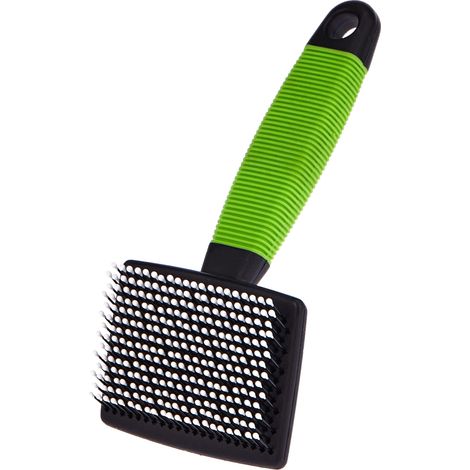 Ferplast Spazzola Cardatore per Gatti - Pelo Corto, Medio e Lungo - Setole Morbide, Testine Arrotondate - Impugnatura Ergonomica Morbida Antoscivolo - Misura S, Verde (1/2)