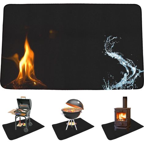 ZOLGINAH Alfombrilla para Parrilla a Prueba de Fuego 800x750mm, Alfombrilla Retardante de Fuego Reutilizable, Alfombrilla de Protección de Piso Resistente al Fuego Impermeable, Protector de Césped par (1/5)