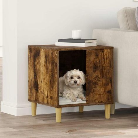 Niche pour chien, couleur chêne fumé, 44 x 42 x 49 cm, bois d'ingénierie