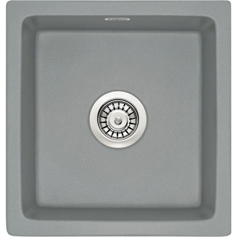 Évier de cuisine encastrable en céramique, 1 cuve 45 x 47,5 cm, couleur gris mat - Sefir (1/5)