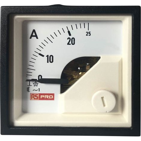 Ampèremètre analogique de panneau V c.a. RS PRO, Echelle 25 (Input, Scale)A, 48mm x 48mm ( Prix pour 1 ) (1/3)