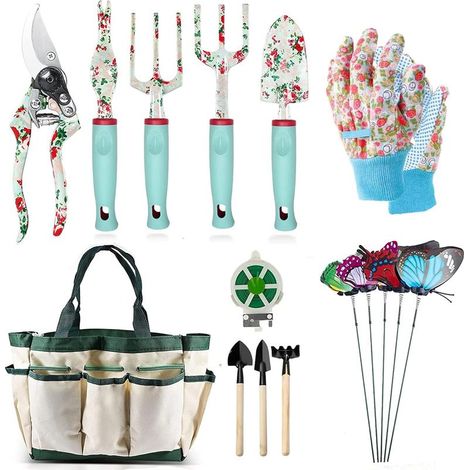 Ensemble Outils Jardinage,16 Pièces Floral Cadeaux D'outils à Main de Jardinage Cadeaux de Jardinage pour Femmes et Hommes, avec Sécateur et Fourre (1/5)