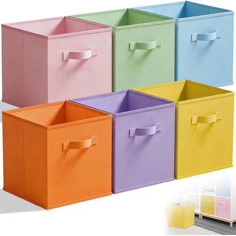 6Pcs Cube Rangement avec Poignées, 27X27X28cm Panier Boîtes Rangements Tissu Pliable, Paniers Boite Organisateur Cubes Bac Tissus Caisse Pliables Colorée pour Ranger Tiroirs, Vêtements, Jouet, Livres (1/5)