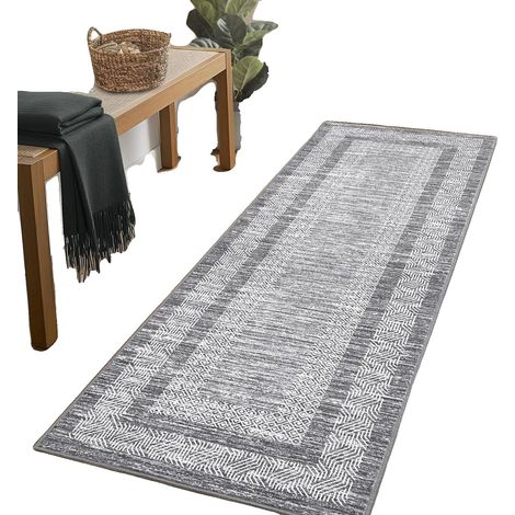 Teppichläufer, rutschfeste Rückseite, maschinenwaschbar, Grau 60 × 230cm (1/2)