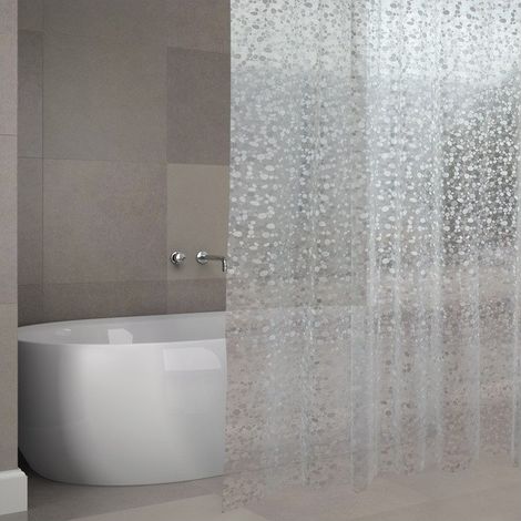 Rideau de douche EVA ODENSE 180x200cm QUALIE PREMIUM Transparent -Anneaux inclus MSV