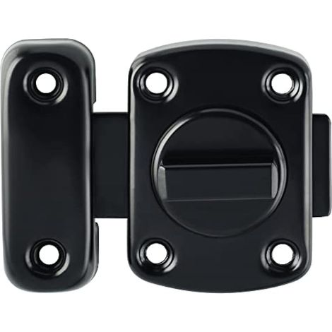 Verrou de Porte Bouton/Cylindre, en Acier Inoxydable SUS304, Verrou de sécurité pour porte, avec Protection Anti Arrachement, en Acier Inoxydable, Loquet Verrou de Porte de Salle de Bain, Noir (1/5)