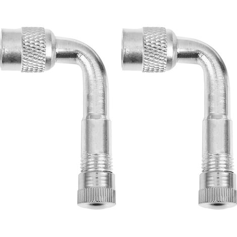 2 Pièces Adaptateur De Tige De Valve, Extension Tige Pneu Valve Pneu Adaptateur, Prolongateur Valve Velo Embout Gonflage Coudé, Adaptateur Tige Valves Pneu pour Voiture Camion Moto(Argent/90) (1/5)