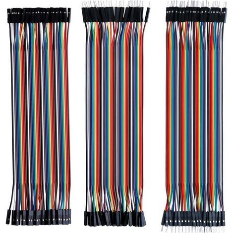 Lot de 120pcs Câbles Dupont Breadboard 28AWG 3 en 1 [40Pin Mâle vers Femelle, 40Pin Mâle vers Mâle, 40Pin Femelle vers Femelle] Longueur 20cm pour Mega modèle de 2560 Nano ou Plaque d'Essai (1/5)