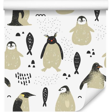 Papel pintado de pingüinos para salón y dormitorio, 50x1000 cm. (1/5)