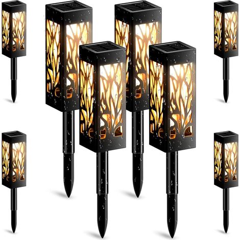 Lampe Solaire Exterieur, 8 Pièces Décoration Jardin Lanterne Solaire avec Lumière Blanche Chaude IP65 Étanche Lampe Solaire Exterieur Jardin pour Paysage, Passerelle, Pelouse, Étapes, Terrasses