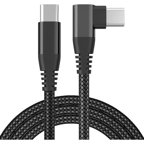 Chargeur USB-C avec connecteur coudé, charge rapide 60 W, noir, 1 m