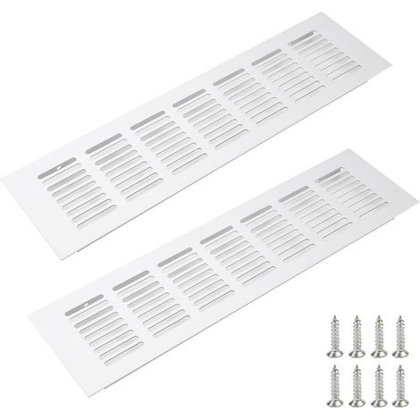 2 Pièces Grille de ventilation carrée en alliage d'aluminium, cache-grille d'aération rectangulaire, pour murs, plafonds et armoires CVC — 80 x 250 mm (L x l) (1/5)