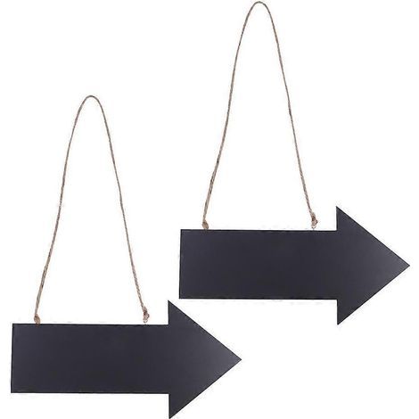 Lot de 2 panneaux en bois avec flèche et ficelle pour les suspendre - Cadeau de pendaison de crémaillère (Noir)-29.00X15.00X0.60CM-Black (1/3)