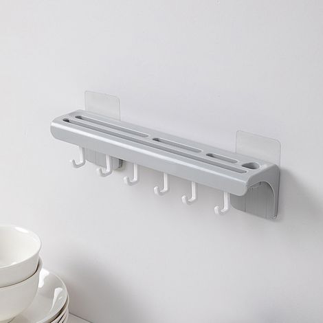 Support Couteaux Cuisine - Rangement Mural Sans Perçage - Crochets Amovibles Pour Ustensiles - Organisateur Multifonctionnel ABS