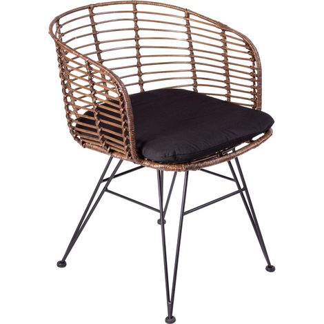 Esszimmerstuhl Rattanstuhl Farbe braun inkl. Sitzkissen NAIROBI (1/5)
