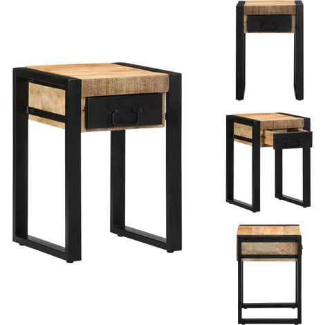 Table d'appoint 35x35x50 cm bois massif de manguier brut - Table D'appoint - Tables D'appoint - Bout De Canapé - Table D'accent (1/5)