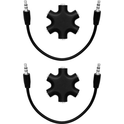 2PCS Répartiteur Audio 5 Jack 3,5 mm pour Casques, Audio Headphone Splitter et Multiprise Audio Universelle, Répartiteur Casque Mini Jack pour Partage Musical, Classe, Voyage, Maison et Bureau (1/5)