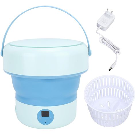 Laveuse Portative D'élimination des Taches Supérieure, Petite Machine à Laver Pliante avec Panier De Filtre à Eau pour sous-vêtements Chaussettes Vêtements De Bébé(蓝色) (1/5)