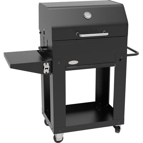 Barbecue a Carbone 110x44x120 cm con Coperchio Affumicatore in Acciaio Miranda Nero (1/5)