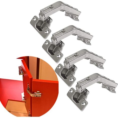LOT DE 4 CHARNIÈRES - Charnières pour meubles de cuisine - Charnières à fermeture amortie - Charnières pour portes intérieures - Charnières pour meubles - Modèle compact - 135 degrés - Argent (1/5)
