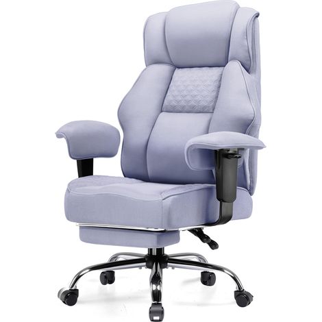 Chaise Gaming Ergonomique en Tissu Premium, Large Fauteuil de Bureau Pivotant avec Repose-Pieds Réglable - Violet (1/5)