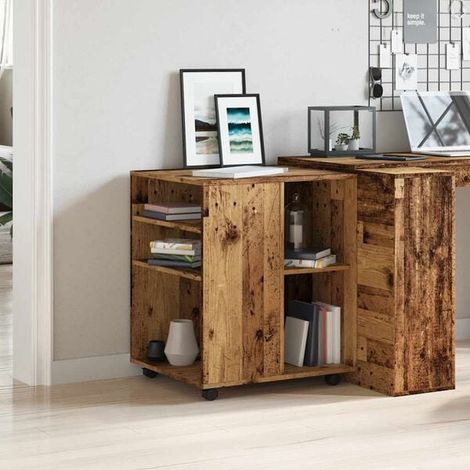 Meuble de Rangement sur Roulettes Style Vintage en Bois d'Ingénierie, 60x53x72 cm (1/5)