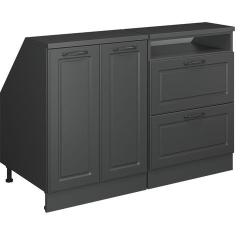 Meuble sous pente R-Line, Anthracite campagne, 120cm Lot de 2 caissons 60 cm de profondeur, Vicco