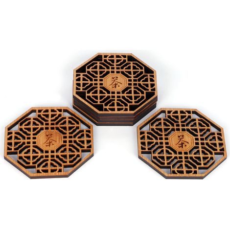 6 Pièces Sous-verres en Bambou Antibrûlure pour Tasses, Accessoires Cérémonie du Thé (1/5)