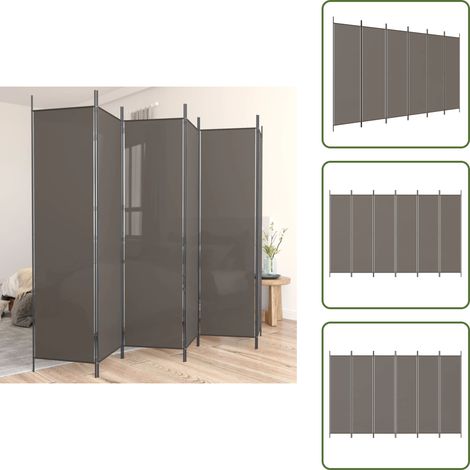 Divisore antracite - vidaXL Divisorio a 6 Pannelli Antracite 300x200 cm Tessuto - Divisore per camere