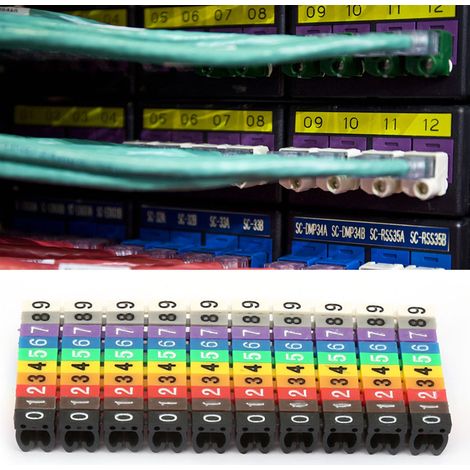 Tube de Marquage Numérique pour Câbles, Étiquettes Colorées pour Fils (100 Pièces, Section 4mm²) (1/5)
