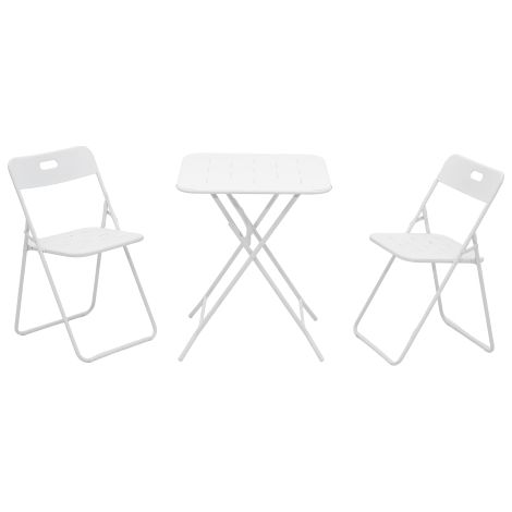 Mobilier de balcon pliable en acier blanc revêtement E-coating (1/5)