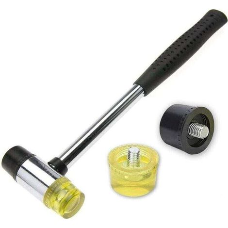 Marteau Caoutchouc, 25 mm Nylon Petit Marteau Caoutchoucen avec 2 têtes de Marteau de Rechange.. (1/4)