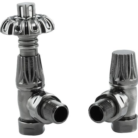 Heatwave Wyndham Black Nickel Angled Thermostatic Radiator Valve Set