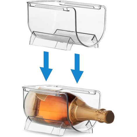 Range-bouteilles en plastique transparent empilable pour comptoir de cuisine, garde-manger et réfrigérateur