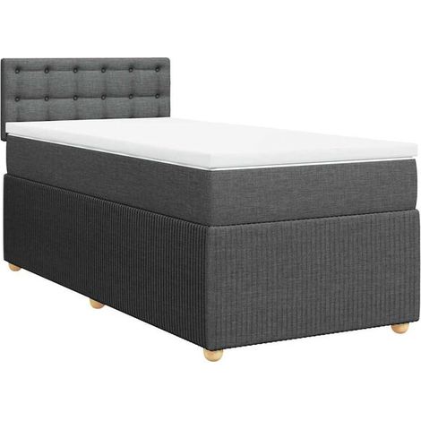 Cadre de lit en tissu, matelas inclus, gris foncé, 80 x 200 cm (1/5)
