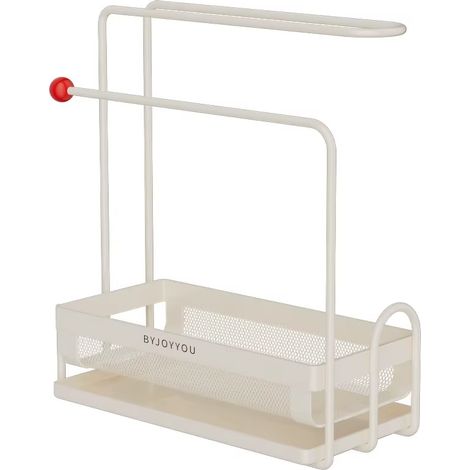 Égouttoir de comptoir de cuisine, égouttoir d'évier, égouttoir de cuisine en fer, égouttoir à éponges, égouttoir à chiffons (blanc) (1/5)