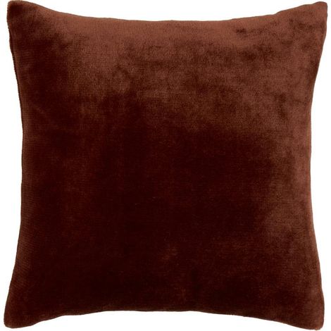 Coussin en Flanelle Uni "Ollis" 38x38cm Marron Tonka (1/4)
