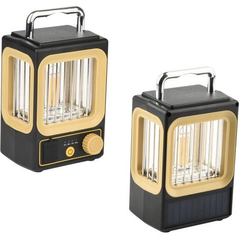 2 lanterne da campeggio a batteria con sensore a infrarossi, lampada da tavolo decorativa per giardino e patio, per campeggio, luci solari, gialle (1/5)
