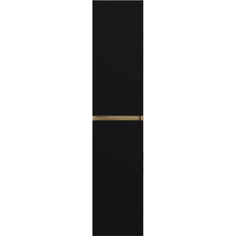 Pegane – Colonne de salle de bain mélamine noir mat/chêne – Dimensions 30x27x140 cm – 2 espaces de rangement – Fabrication européenne