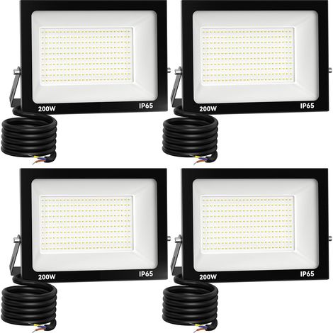 4 Pack Projecteur LED Extérieur 200W 20000 lúmenes 3000K Blanc froid Spot LED Eclairage IP65 Étanche Projecteur Extérieur Eclairage de Sécurité Floodlight pour resistente al agua (1/5)