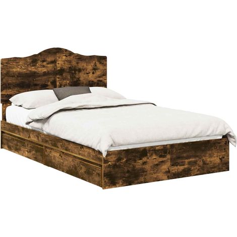 Maison Exclusive - Aufbewahrungsbett Geräucherte Eiche 135 x 190
