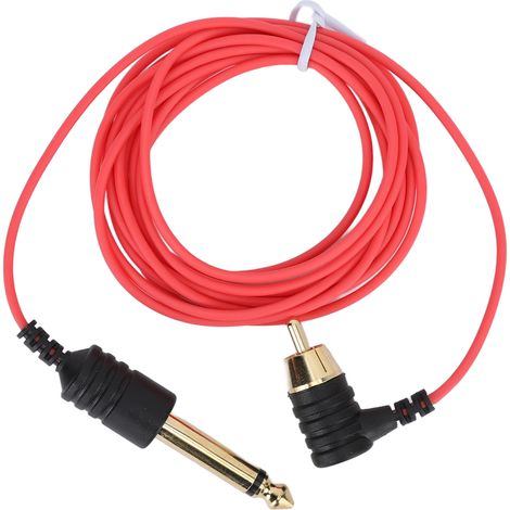 Cordon RCA 2,1m pour Tattoo Pen, Clip Cord Super Flexible Résistant Haute Température, Fil de Tattoage Rouge Angle 90°, Câble de Machine à Tatouer (1/5)