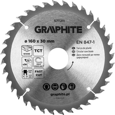 Lama per sega graphite 160 mm grigio carburo 36 denti
