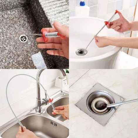 Serpent Vidange - Tarière Flexible Acier Inoxydable - Pour Évier Baignoire Douche - 2 Pièces Métal + 5 Pièces Plastique (1/5)
