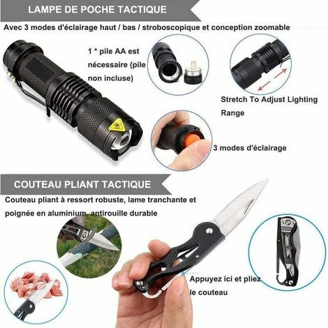 Coffret secours compact Trousse premiers secours pour 1 à 4 personnes Kit de survie pour randonnée camping chasse Équipement d urgence