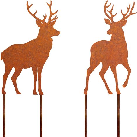 Renne Rouillé Décoration Jardin Exterieur Noël sculptures lot de 2 30cm (1/5)