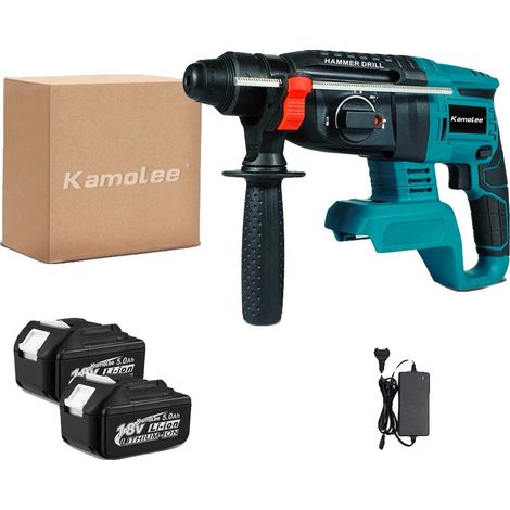 Taladro percutor rotativo, motor sin escobillas, alta potencia de impacto, 2 baterías de 5,0 Ah, caja de cartón, UE (1/2)