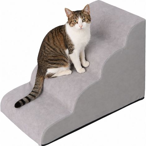 Relaxdays Escalier pour chien, 4 marches, H x L x P : 50 x 40 x 72 cm, antidérapant, housse amovible, lit, canapé, gris