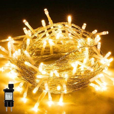Guirlande lumineuse LED d'extérieur, 10 m 100 LED avec 8 modes d'éclairage, lumières de Noël intérieures étanches IP44 pour balcon, jardin, fête, blanc chaud (1/5)